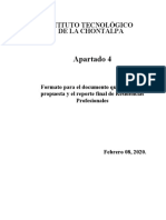 APARTADO 4. FORMATO PARA EL REPORTE TECNICO DE RESIDENCIA (1) (2)