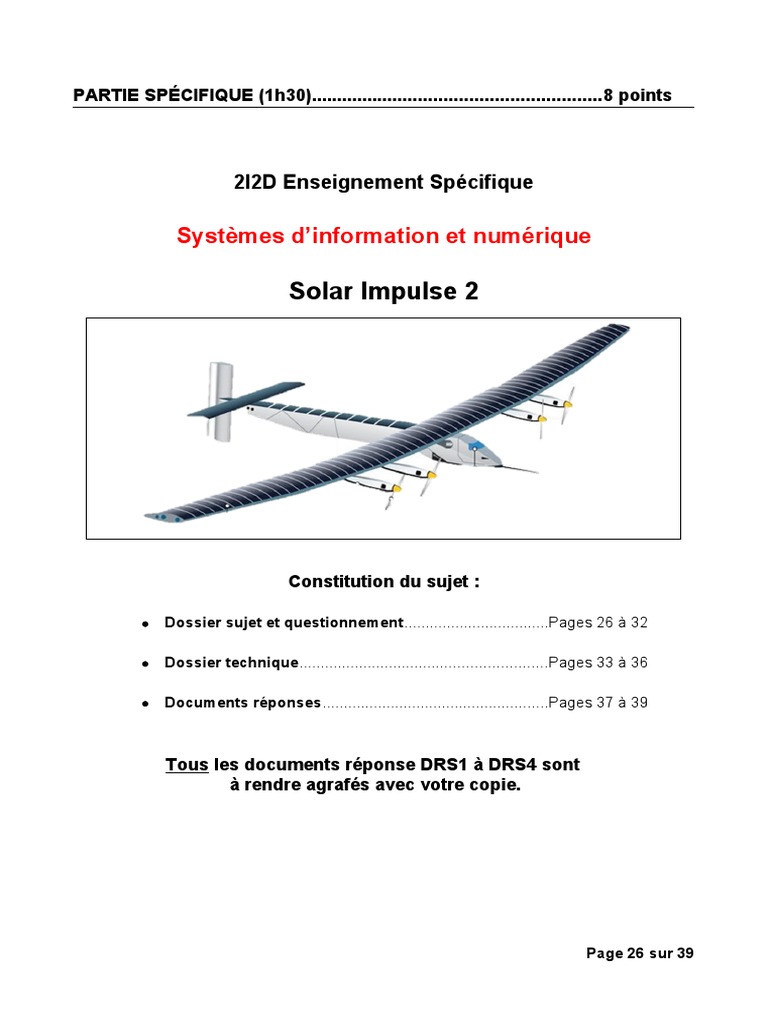 Bac Sti2d Solar Impulse 2 Corrigé 2021 s0 Sujet Sin | PDF | Filtre (électronique) | Pression