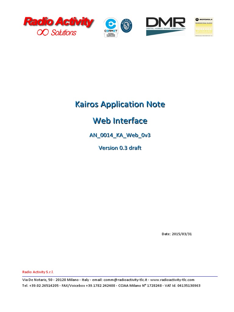 Kairos Application Note Web Interface | PDF | Hypertext Transfer ...
