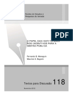 Instituições e Incentivos Para a Gestão Pública