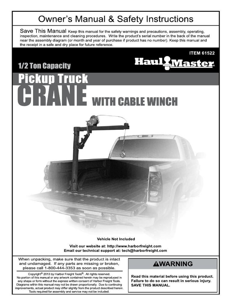 Harbor Freight Truck Crane PDF Crane (Machine) Elevator
