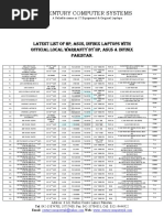 Century Computers & Laptops Rate List