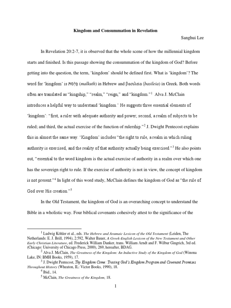 Kingdom and Consummation in Revelation PDF Messiah Jesus