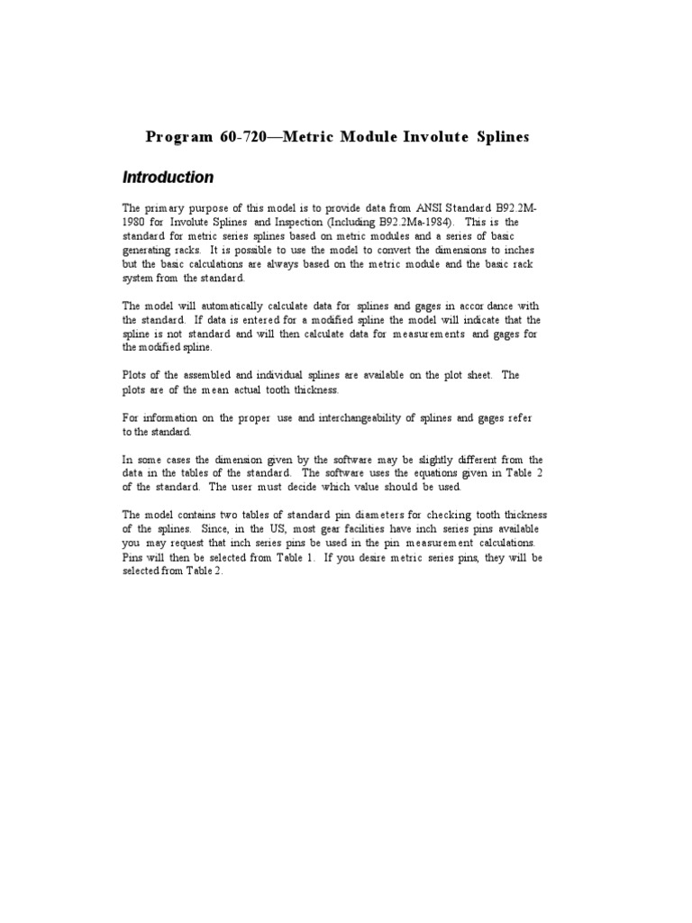 Metric Involute Spline Standards | PDF | Gear | Engineering Tolerance