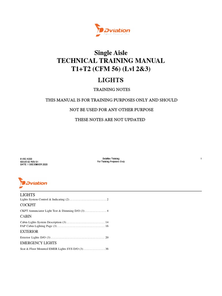 A320 Lights System Training Manual | PDF | Transformer | Relay