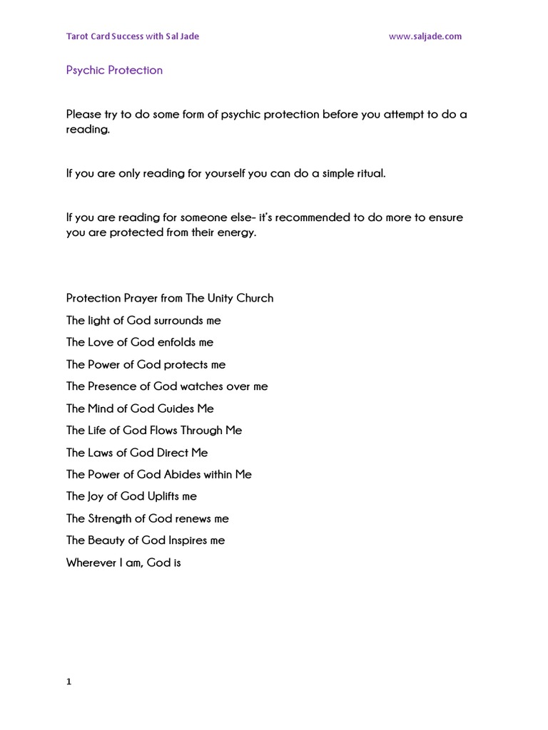 Psychic Protection for Tarot Readings | PDF | Self-Improvement ...