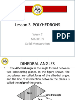 Lesson 3 Polyhedrons: Week 7 MATH139 Solid Mensuration