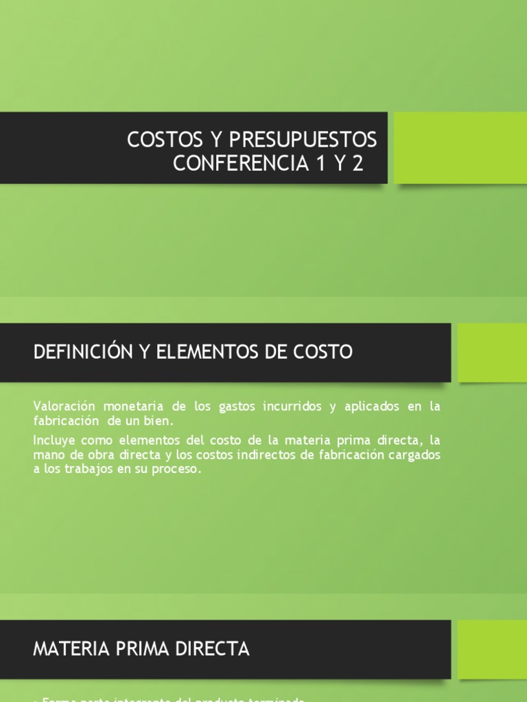 Costos y Presupuestos Conferencia 1 y 2 | PDF | Costo | Presupuesto