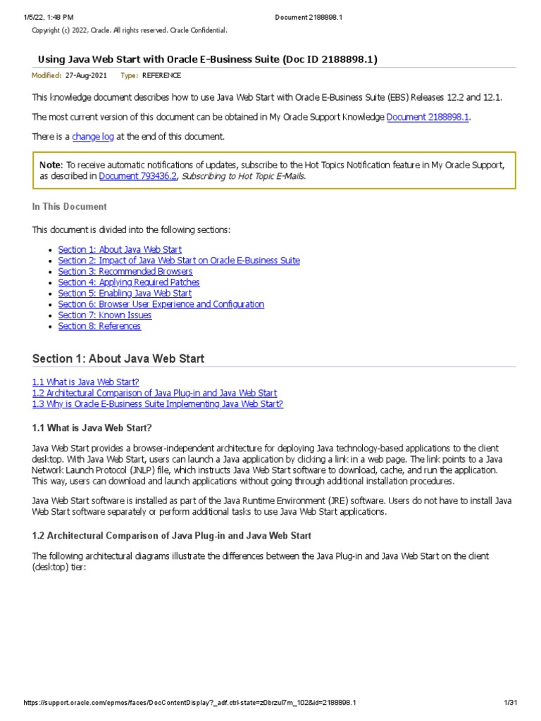 Using Java Web Start With Oracle E-Business Suite (Doc ID 2188898.1 ...