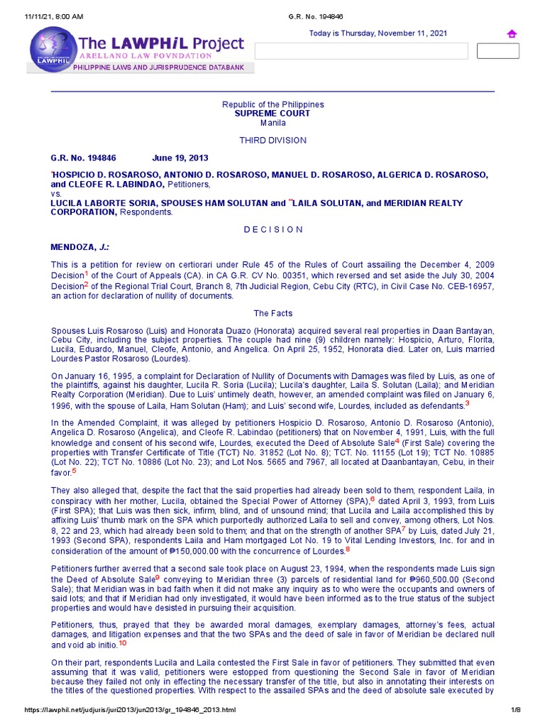 Supreme Court Ruling on Property Sale Dispute | PDF | Deed | Burden Of ...
