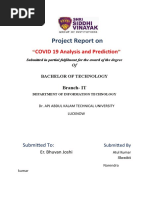 Project Report On: COVID 19 Analysis and Prediction