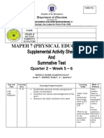 Mapeh 7 (Physical Education) : Supplemental Activity Sheet and Summative Test