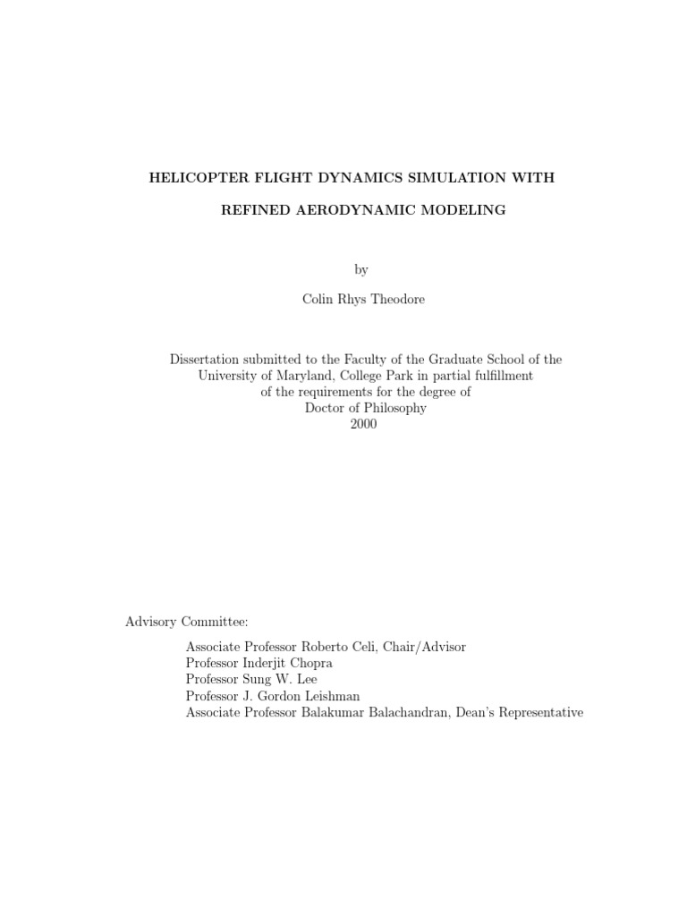 Helicopter Flight Dynamics Simulation With Refined Aerodynamic Modeling ...