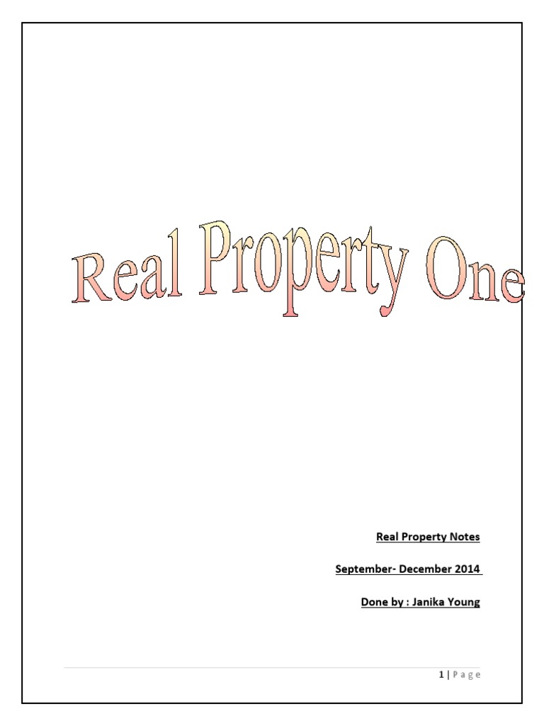 Real Property Notes and Cases | Download Free PDF | Fee Simple | Seisin