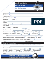 Dumont Technical Institute Student Application Form: Personal Information