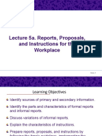 Lecture 5a. Reports, Proposals, and Instructions For The Workplace