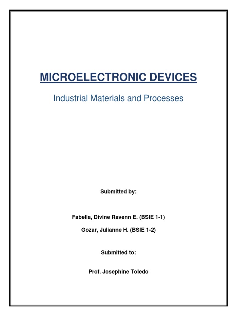 Industrial Materials and Processes Microelectronics PDF