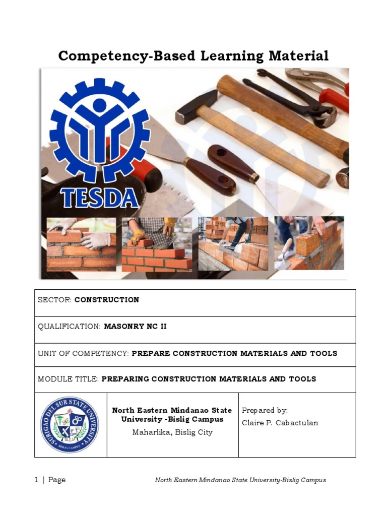 Competency-Based Learning Material | PDF | Masonry | Brick