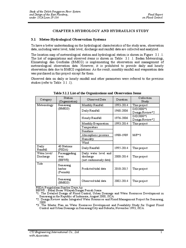 Chapter 3. Hydrology and Hydraulics Study 3.1 MeteoHydrological
