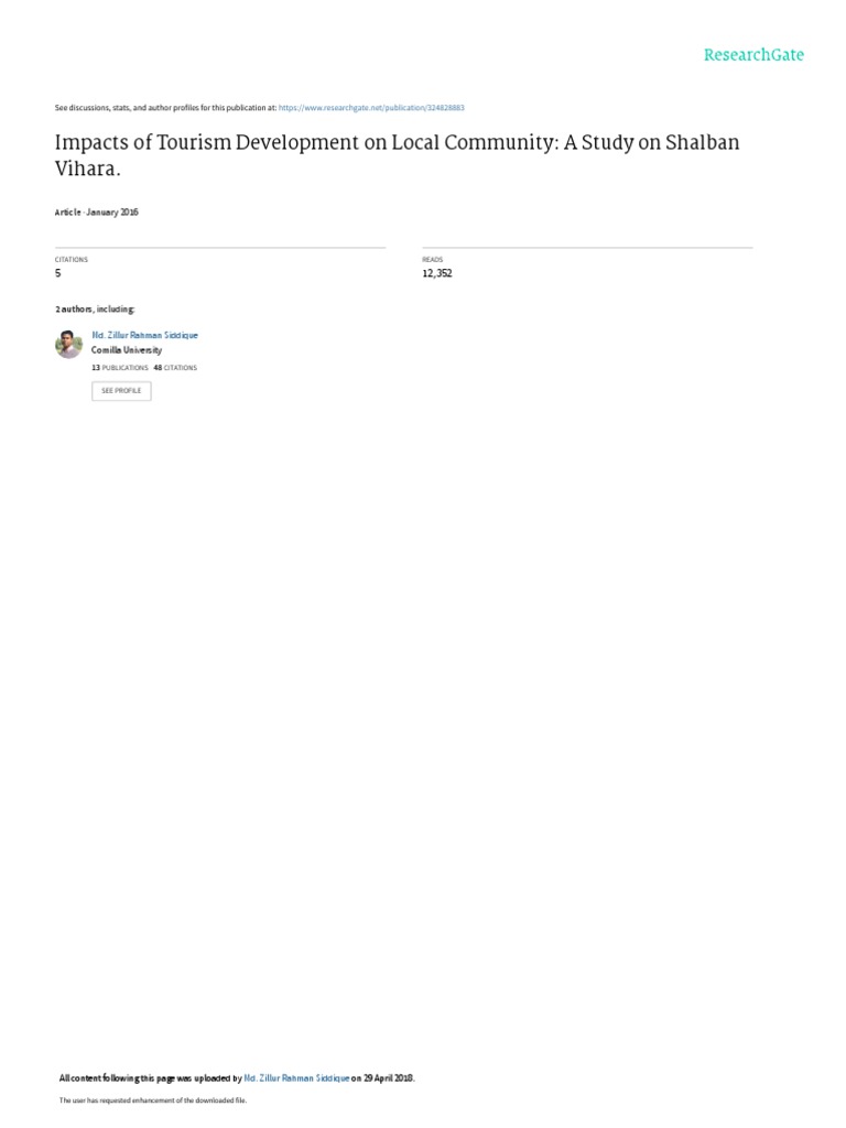 Impacts of Tourism Development On Local Community | PDF | Statistical ...