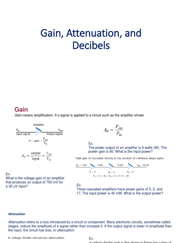 Module 2 Gain, Attenuation, and Decibels PDF Decibel Resonance