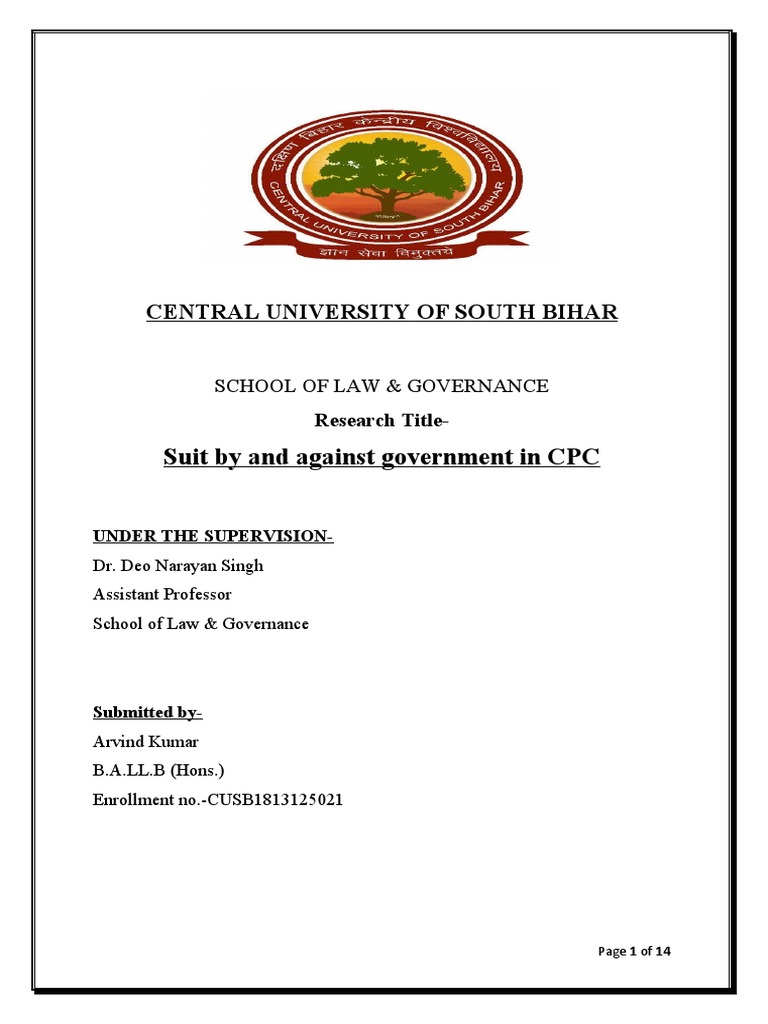 Suit by and against government under CPC PDF Lawsuit Judiciaries