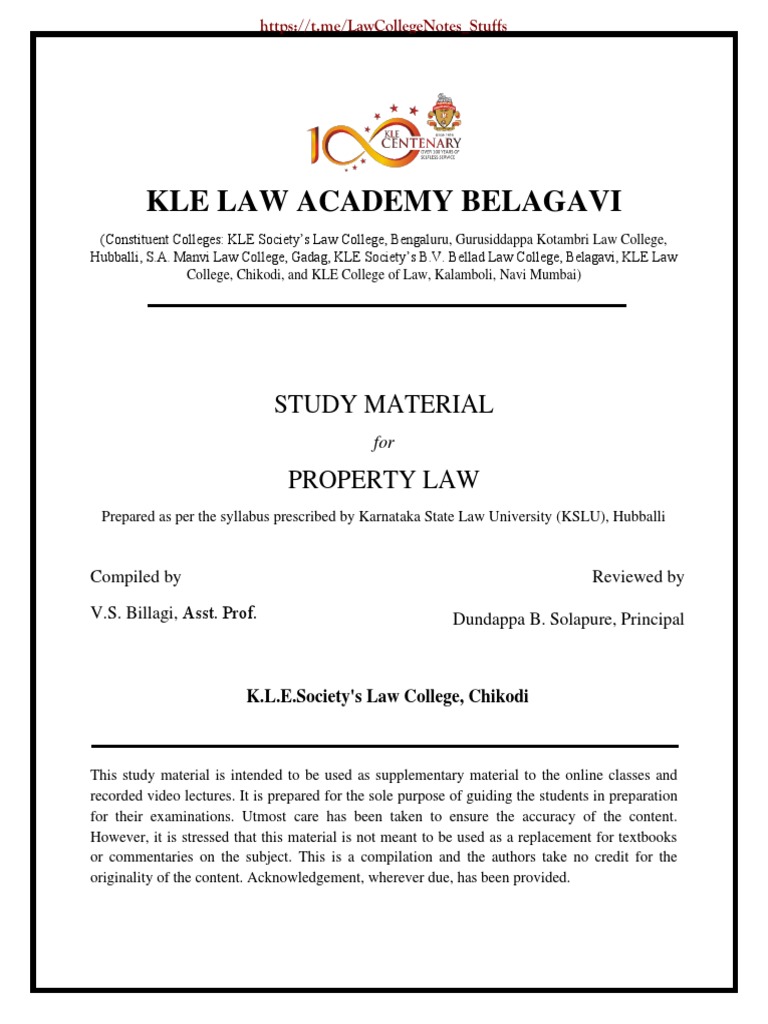 Property Law Study Material KSLU | PDF | Concurrent Estate | Natural ...