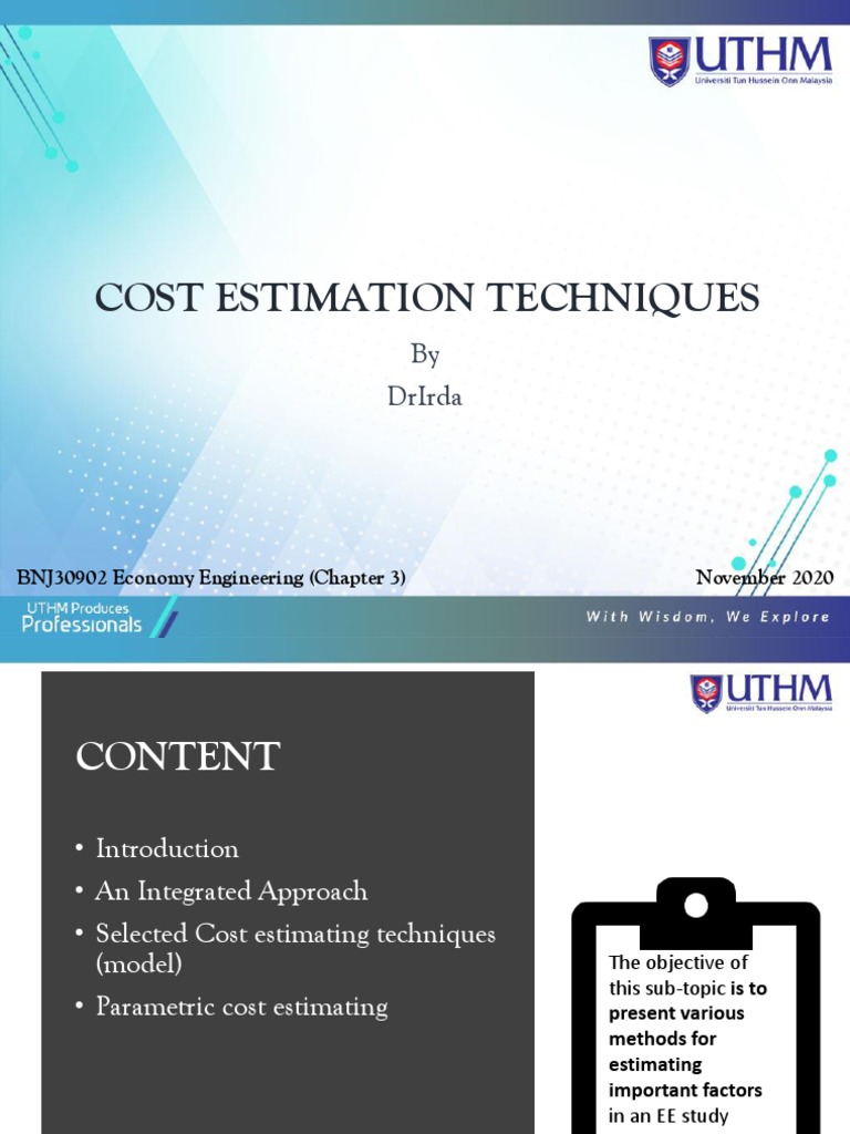 Definitive Cost Estimation Techniques | PDF | Regression Analysis ...
