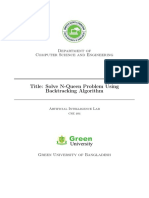 Title: Solve N-Queen Problem Using Backtracking Algorithm: Department of Computer Science and Engineering