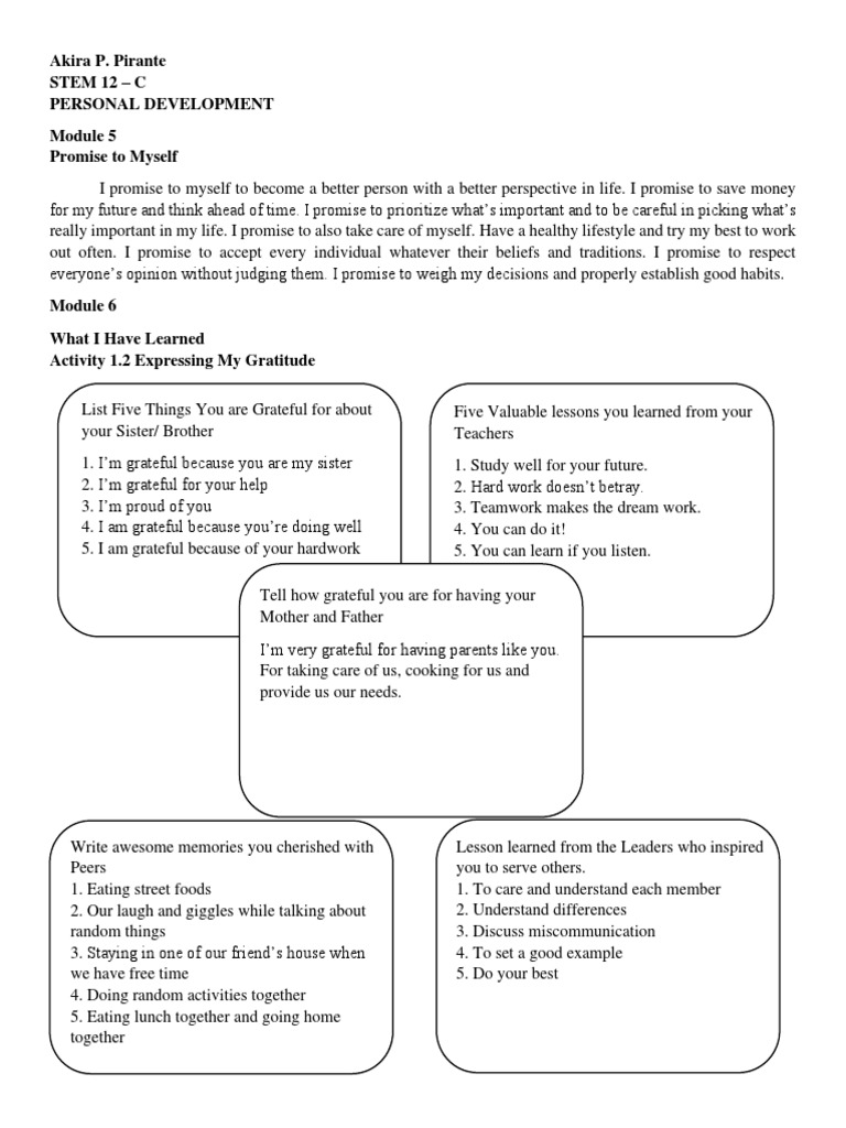 Perdev Mod 1-4 | PDF | Gratitude | Compassion