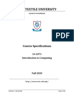 Introduction To Computing (CS-1071) - Updated With Lab Specification
