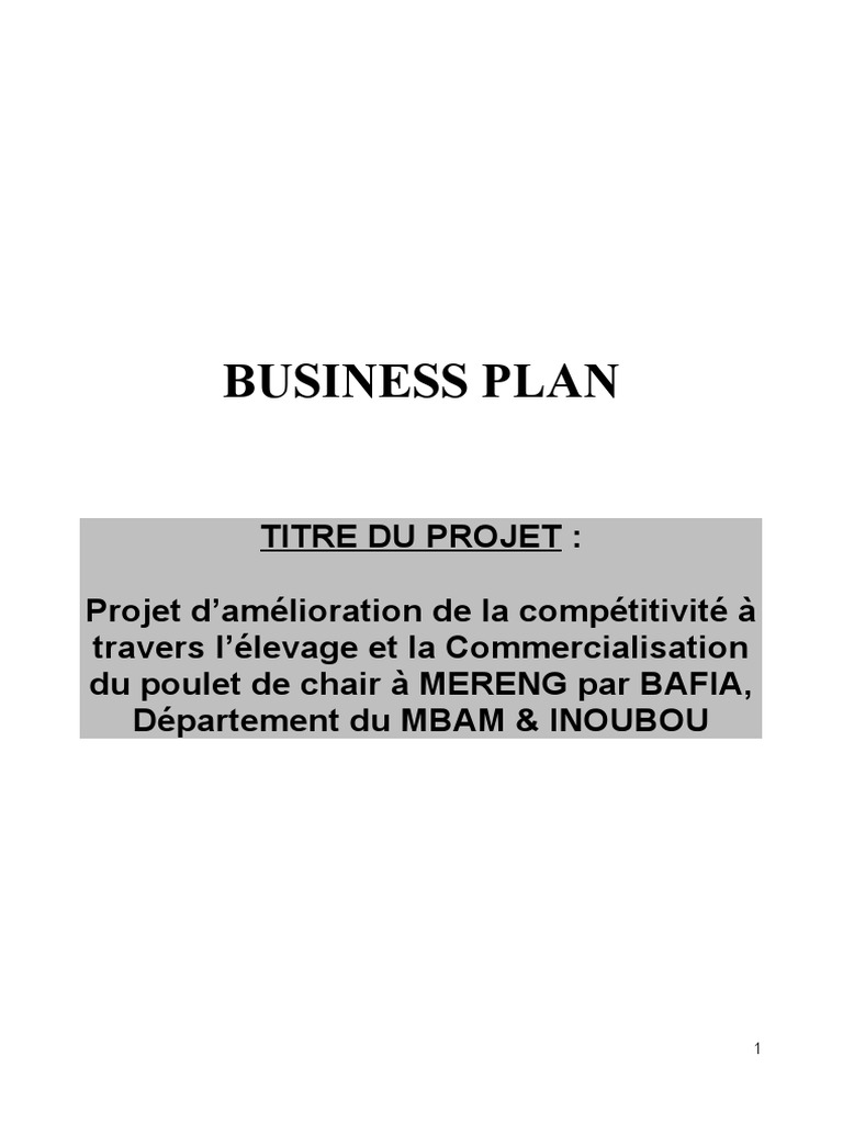Projet Elevage Poulet De Chair Cameroun Pdf Projet Poulet de Chair | PDF | Poulet | Agriculture