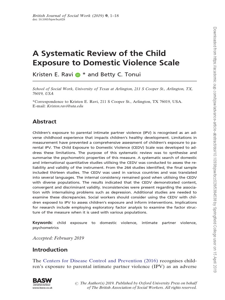 A Systematic Review of The Child Exposure To Domestic Violence Scale ...