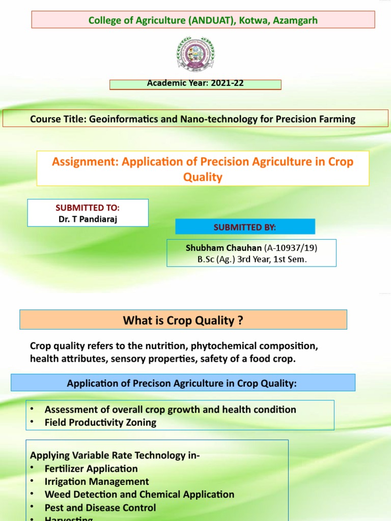 Assignment: Application of Precision Agriculture in Crop Quality | PDF ...