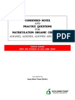 Condensed Notes Practice Questions Matriculation Organic Chemistry