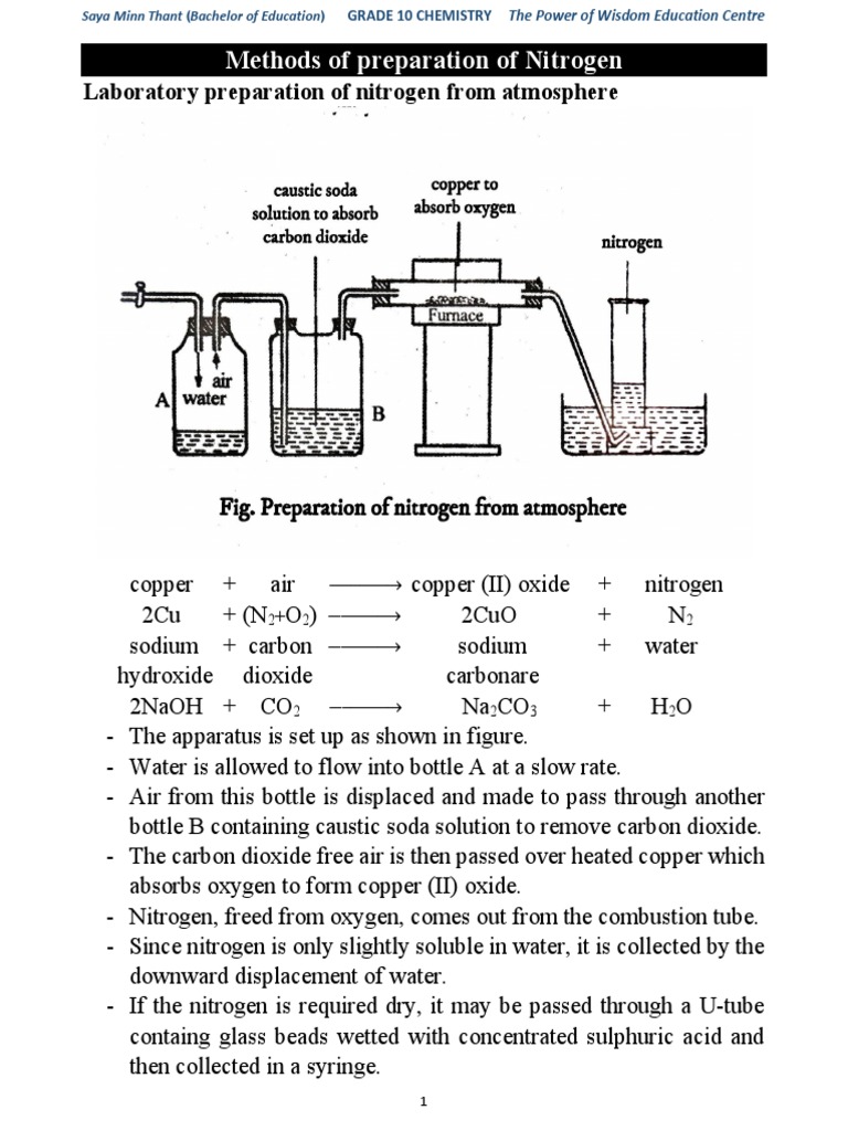 Laboratory Preparations PDF Chlorine Nitrogen