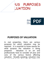 Various Purposes of Valuation