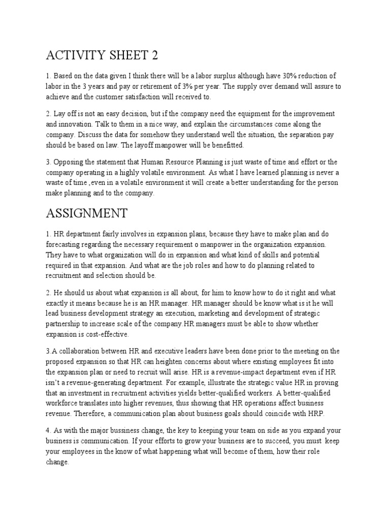 HR Planning for Business Expansion Strategies | PDF | Human Resources ...