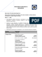 Informativni Dokument o Naknadama - Transakcijski Računi Uz Korištenje 0 Do 2 Grupe Usluga Iz Inovacije - Važeći Od 1. 1. 2020.