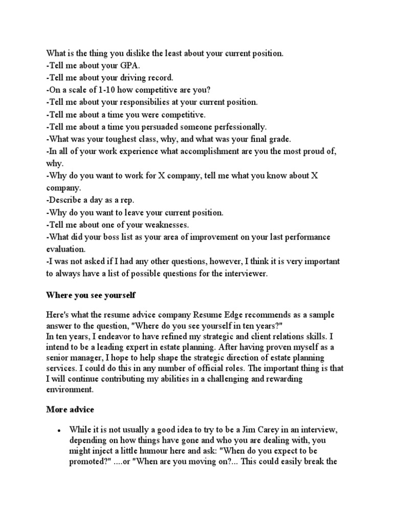 Interview Questions | PDF | Sales | Job Interview