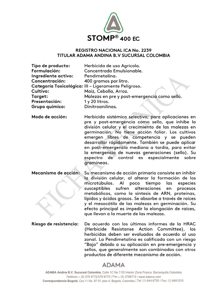 STOMP® 400: Herbicida Selectivo para Cultivos | PDF