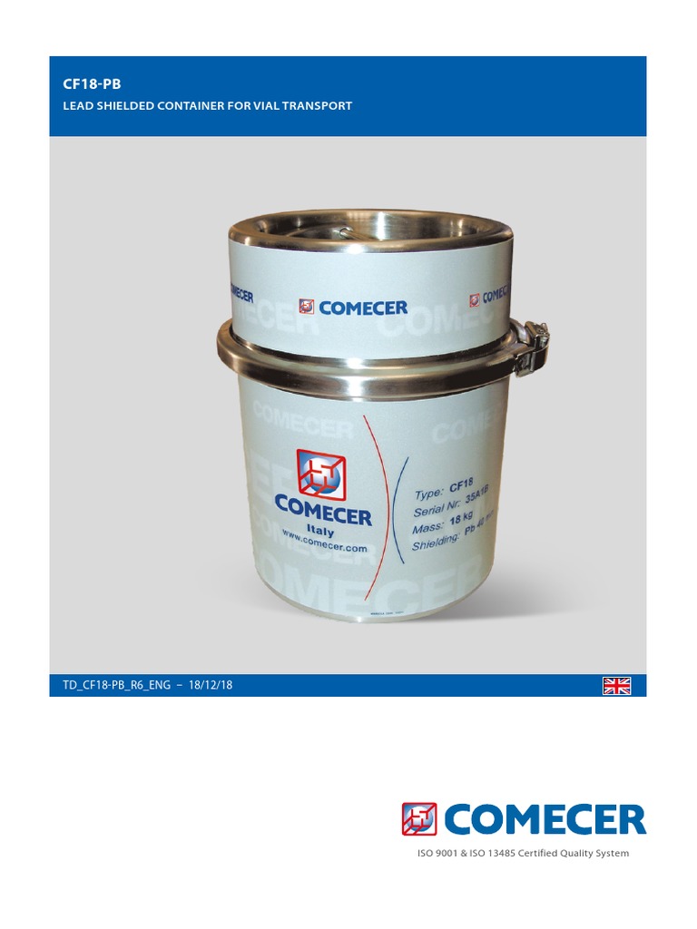 CF18-PB: Lead Shielded Container For Vial Transport | PDF | Dangerous Goods