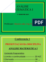 Análise Matemática I 1o Semestre 2021