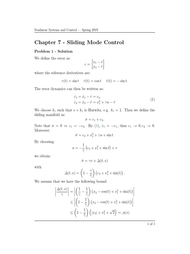 Chapter 7 - Sliding Mode Control: Nonlinear Systems and Control ...