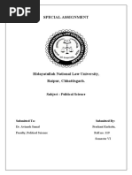 Special Assignment: Subject: Political Science