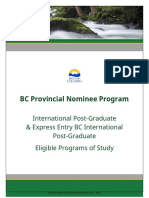 BC PNP IPG EEBC IPG Eligible Programs of Study