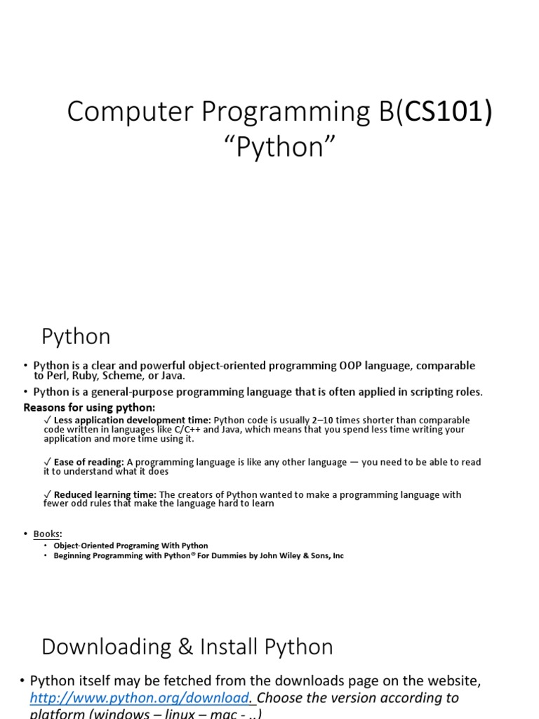 Computer Programming B (CS101) 