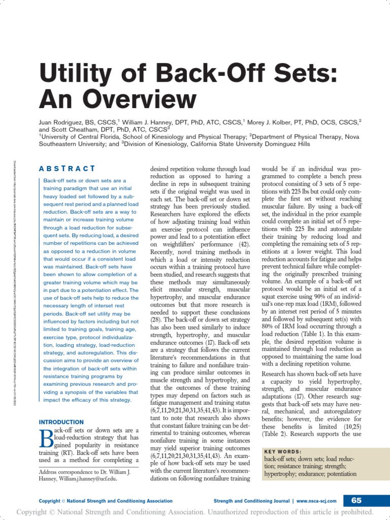 Utility of BackOff Sets An Overview Address Correspondence To Dr