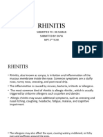 Rhinitis: Submitted To: DR - Suman Submitted By: Divya MPT 2 Year