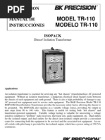 MODEL TR-110 Modelo Tr-110: Instruction Folder Manual de Instrucciónes